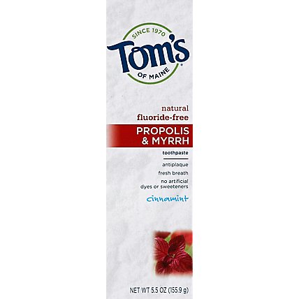 Toms Of Maine Toothpaste Propolis & Myrrh Cinnamint Fluoride-Free - 5.5 Oz - Image 2