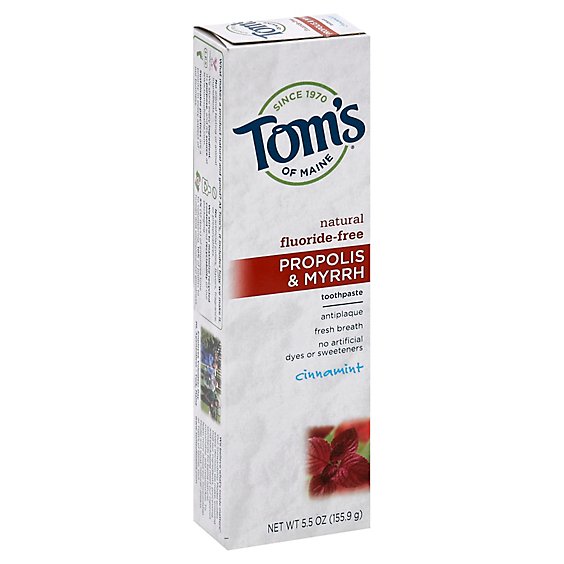 Toms Of Maine Toothpaste Propolis & Myrrh Cinnamint Fluoride-Free - 5.5 Oz