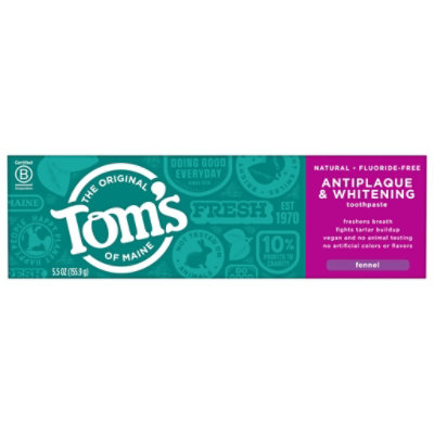 Toms Of Maine Toothpaste Antiplaque & Whitening Fennel Fluoride-Free - 5.5 Oz - Image 5