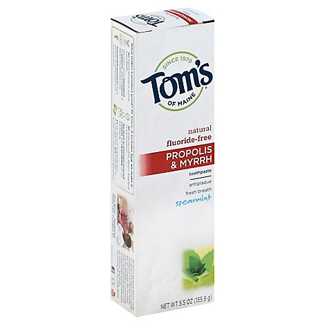 Toms Of Maine Toothpaste Propolis & Myrrh Spearmint Fluoride-Free - 5.5 Oz