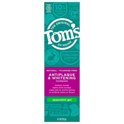 Toms Of Maine Toothpaste Antiplaque & Whitening Spearmint Gel - 4.7 Oz - Image 5