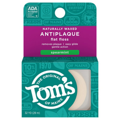 Toms Of Maine Dental Floss Flat Floss Antiplaque Naturally Waxed Spearmint - 32 Yard - Image 3