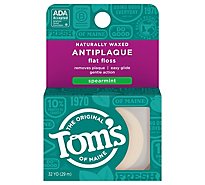 Toms Of Maine Dental Floss Flat Floss Antiplaque Naturally Waxed Spearmint - 32 Yard
