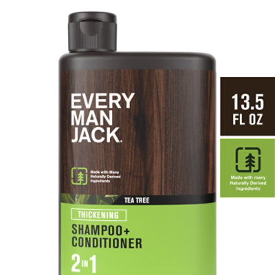 Every Man Jack Shampoo + Conditioner 2-in-1 Thickening Tea Tree - - 13.5 Oz - Image 1