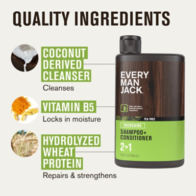 Every Man Jack Shampoo + Conditioner 2-in-1 Thickening Tea Tree - - 13.5 Oz - Image 6