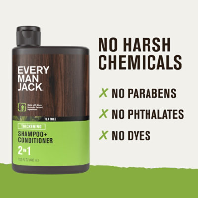 Every Man Jack Shampoo + Conditioner 2-in-1 Thickening Tea Tree - - 13.5 Oz - Image 7