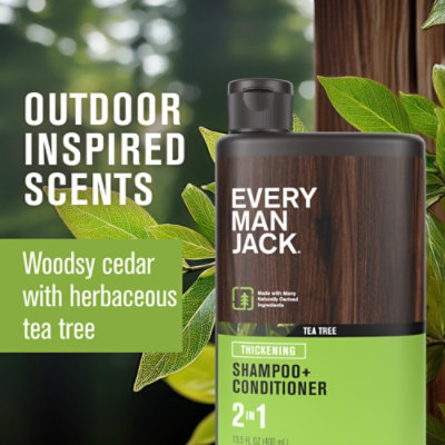 Every Man Jack Shampoo + Conditioner 2-in-1 Thickening Tea Tree - - 13.5 Oz - Image 3