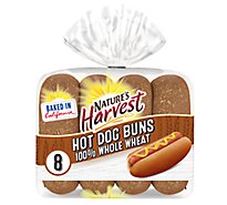 Natures Harvest Hot Dog Buns 100% Whole Wheat 8 Count - 16 Oz