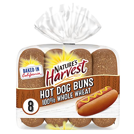 Nature's Harvest 100% Whole Wheat Hot Dog Buns - 16 Oz - Image 1