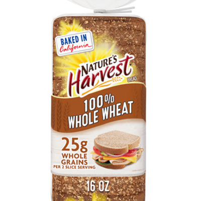 Nature's Harvest Stone Ground 100% Whole Wheat Bread - 16 Oz - Image 1