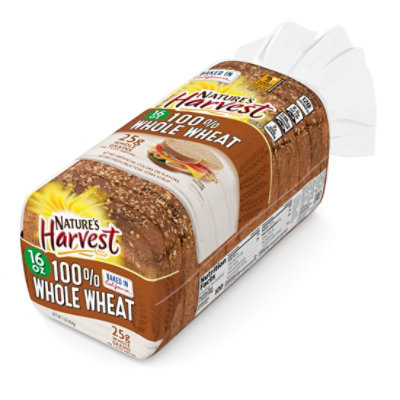 Nature's Harvest Stone Ground 100% Whole Wheat Bread - 16 Oz - Image 4