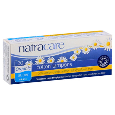 Natracare Organic All Cotton Tampons Super - 20 Count