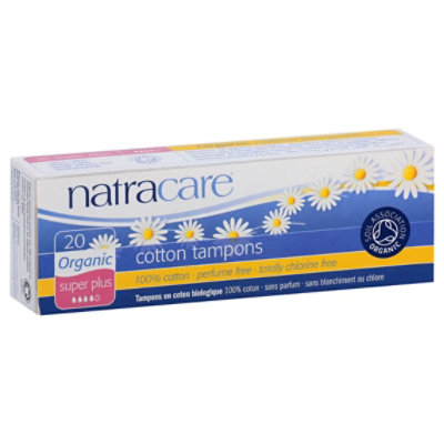 Natracare Organic All Cotton Tampons Super Plus - 20 Count