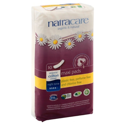 Natracare Natural Pads Extra Long Night Time - 10 Count