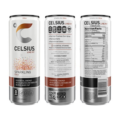 Celsius Calorie Reducing Drink Sparkling Cola - 12 Oz - Image 2