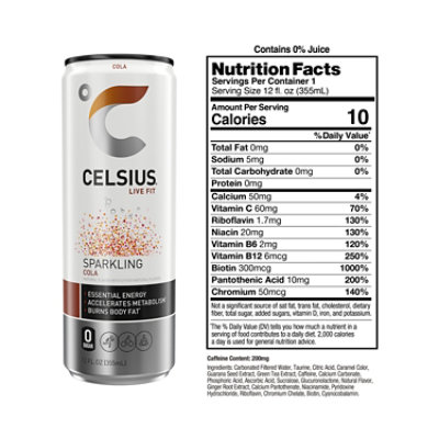 Celsius Calorie Reducing Drink Sparkling Cola - 12 Oz - Image 3