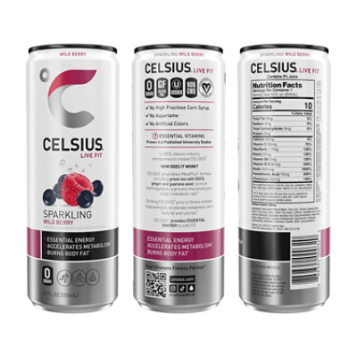 Celsius Calorie Reducing Drink Sparkling Wild Berry - 12 Oz - Image 2