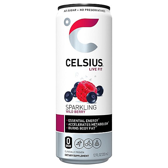 Celsius Calorie Reducing Drink Sparkling Wild Berry - 12 Oz