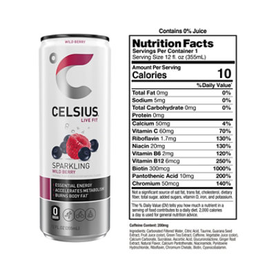 Celsius Calorie Reducing Drink Sparkling Wild Berry - 12 Oz - Image 3