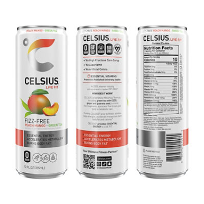 Celsius Calorie Reducing Drink Green Tea Peach Mango - 12 Oz - Image 2