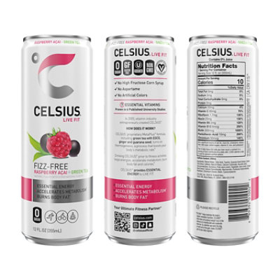 Celsius Calorie Reducing Drink Raspberry Acai Green Tea - 12 Oz - Image 2