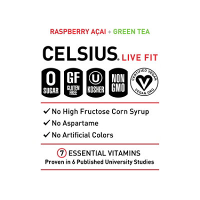 Celsius Calorie Reducing Drink Raspberry Acai Green Tea - 12 Oz - Image 4