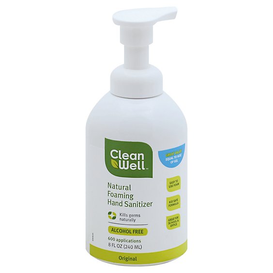 CleanWell Hand Sanitizer Foaming All-Natural Original - 8 Oz