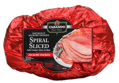 Carando Ham Spiral Sliced Bone In Half Hickory Smoked - 9 Lb - Image 1