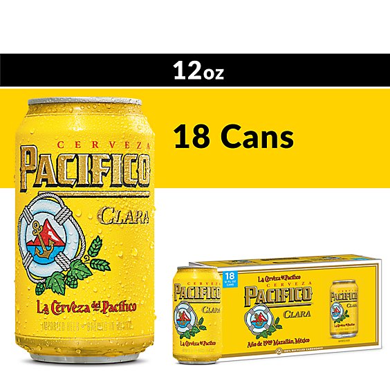 Pacifico Clara Lager Mexican Beer 4.4% ABV Can - 18-12 Fl. Oz.