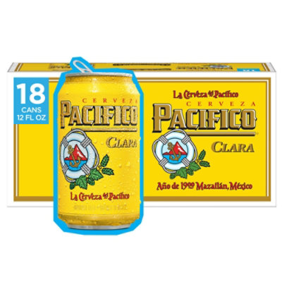 Pacifico Clara Lager Mexican Beer 4.4% ABV Cans - 18-12 Fl. Oz.