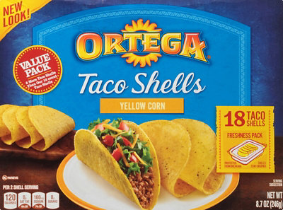 Ortega Taco Shells Yellow Corn Box 18 Count - 8.7 Oz