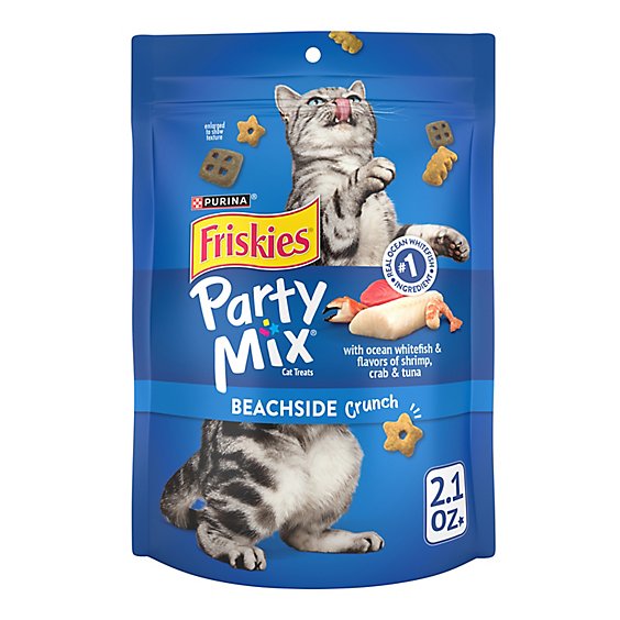 Friskies Cat Treats Party Mix Ocean Whitefish & Flavors Of Shrimp Crab & Tuna - 2.1 Oz