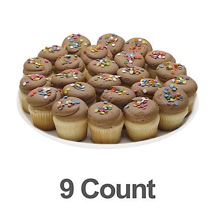 Bakery Cupcake White With Chocolate Icing 9 Count - Each - Image 1