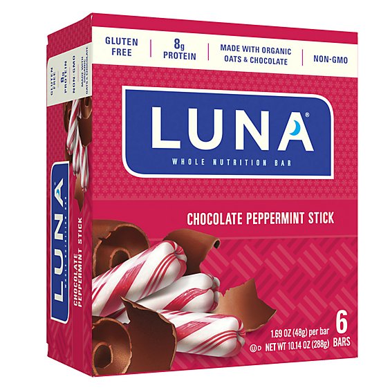 LUNA Gluten Free Chocolate Peppermint Stick Bar - 6-1.69 Oz