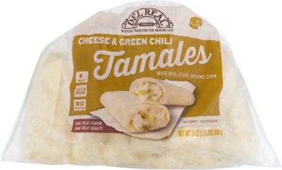 Del Real Tamales Cheese & Green Chiles 6 Count - 24 Oz - Image 1
