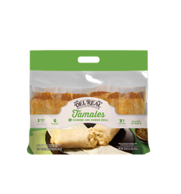 Del Real Tamales Cheese & Green Chiles 6 Count - 24 Oz