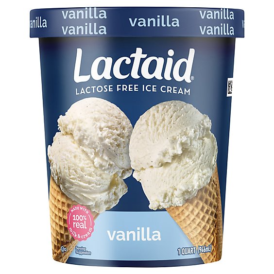 Lactaid Ice Cream Lactose Free Vanilla - 1 Quart