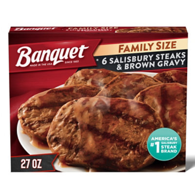 Banquet Family Size Salisbury Steaks And Brown Gravy Frozen Meal - 27 ...