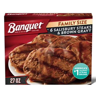 Banquet Family Size Salisbury Steaks And Brown Gravy Frozen Meal - 27 Oz - Image 1