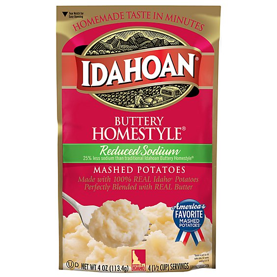 Idahoan Buttery Homestyle Reduced Sodium Mashed Potatoes Pouch - 4 Oz