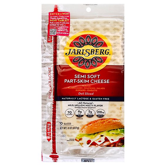 Jarlsberg Cheese Semi Soft Part-Skim Deli Sliced - 8 Oz