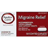 Signature Care Migraine Relief Acetaminophen Aspirin Pain Reliever Coated Caplet - 50 Count - Image 2