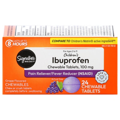Signature Select/Care Ibuprofen Childrens Strength Chewable Tablet Grape 100mg - 24 Count - Image 2