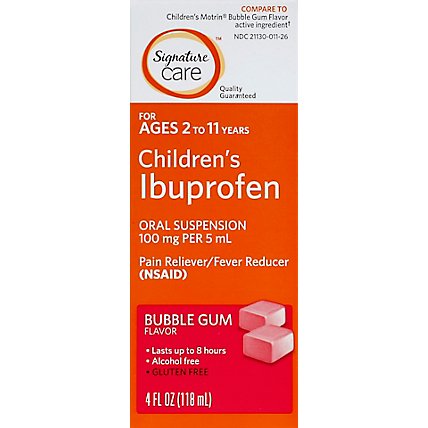 Signature Care Ibuprofen Childrens 100mg PER 5ml Bubble Gum Oral Suspension - 4 Fl. Oz. - Image 2