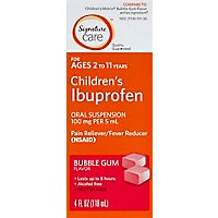Signature Care Ibuprofen Childrens 100mg PER 5ml Bubble Gum Oral Suspension - 4 Fl. Oz. - Image 2