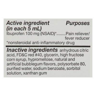 Signature Select/Care Ibuprofen Childrens 100mg PER 5ml Bubble Gum Oral Suspension - 4 Fl. Oz. - Image 3