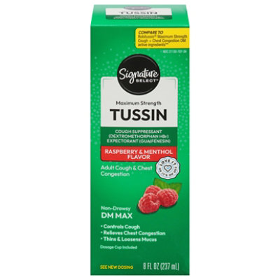 Signature Select/Care Tussin Cough Suppressant Non Drowsy DM Max Ages 12 & Over Raspberry - 8 Fl. Oz. - Image 2