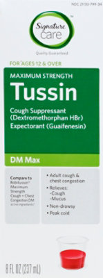 Signature Select/Care Tussin Cough Suppressant Non Drowsy DM Max Ages 12 & Over Raspberry - 8 Fl. Oz. - Image 2