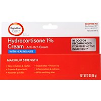 Signature Care Cream Anti Itch Hydrocortisone 1% With Healing Aloe Maximum Strength - 2 Oz - Image 2
