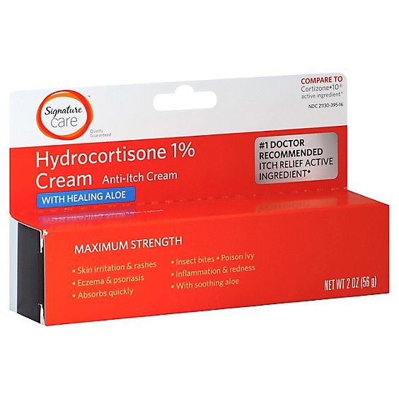Signature Care Cream Anti Itch Hydrocortisone 1% With Healing Aloe Maximum Strength - 2 Oz